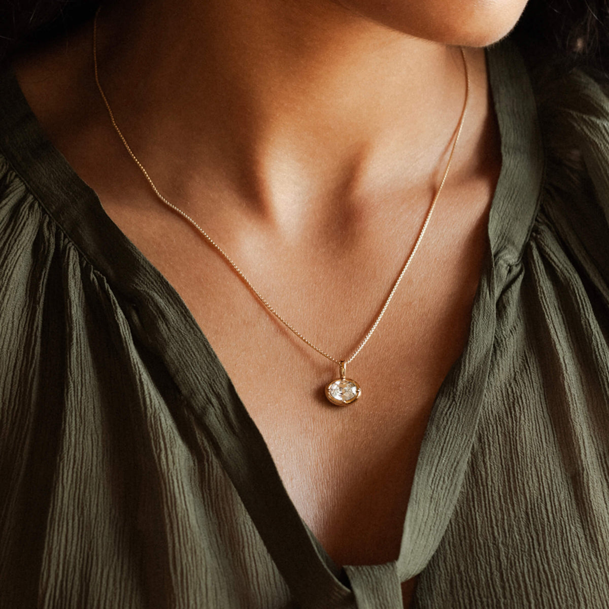 Medallion White Sapphire Necklace