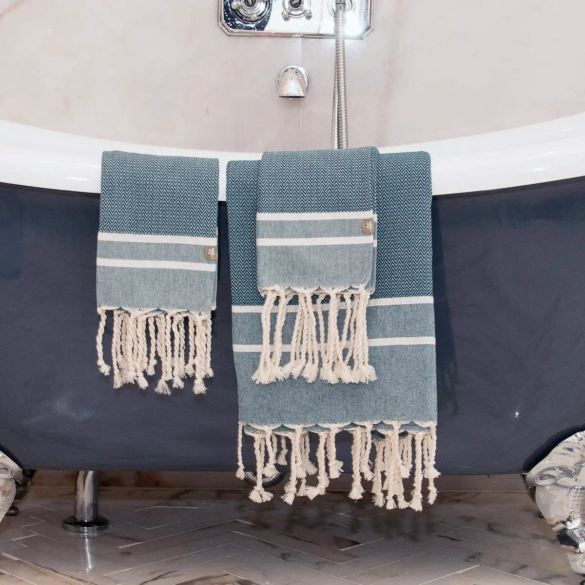 Cotton Bath Fouta Set (1+2) 100x200 + 2(50x80) STOCKHOLM