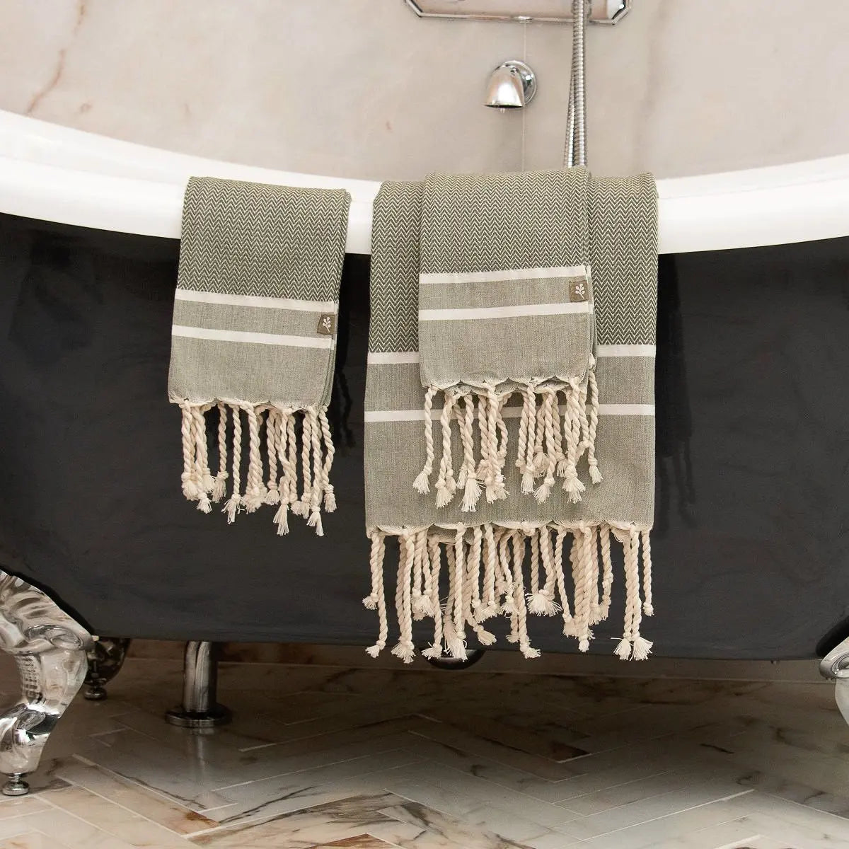 Cotton Bath Fouta Set (1+2) 100x200 + 2(50x80) STOCKHOLM