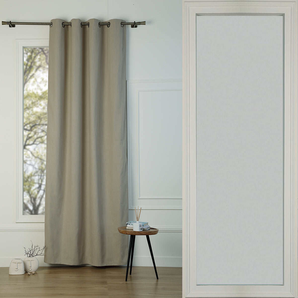 Blackout Eyelet Washed Linen Curtain 130x260 PAUL