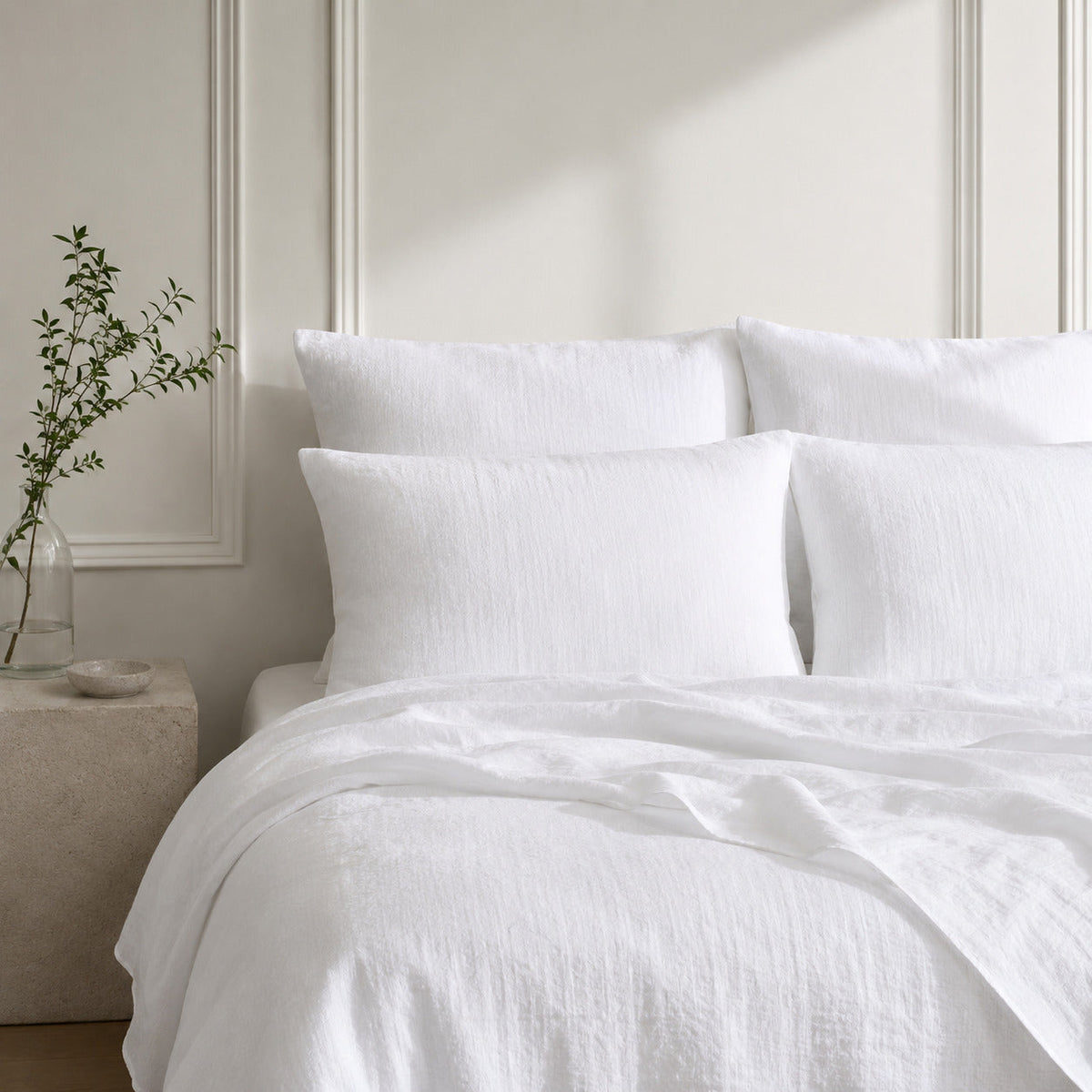 Washed Linen Fitted Sheet - White
