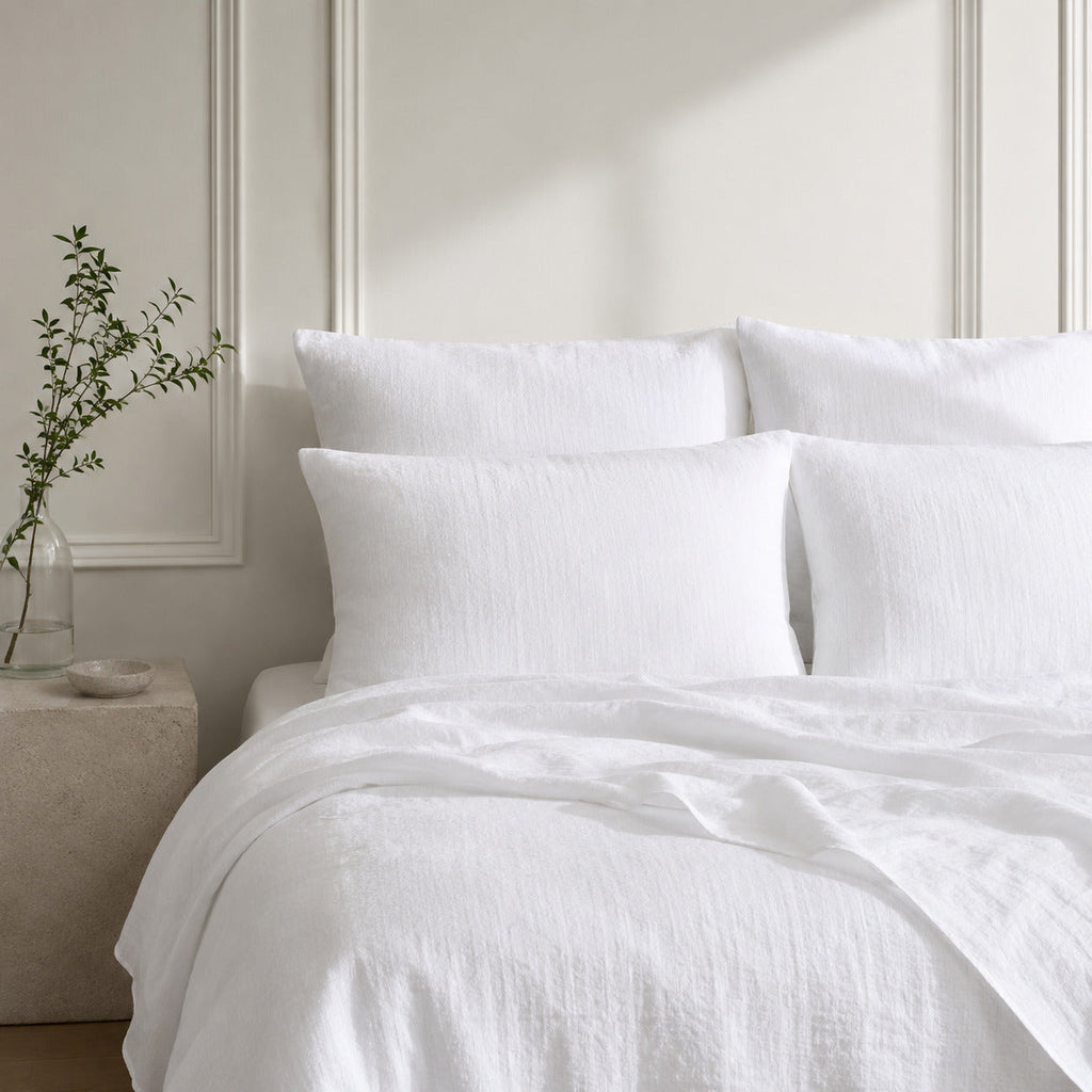 Washed Linen Fitted Sheet - White