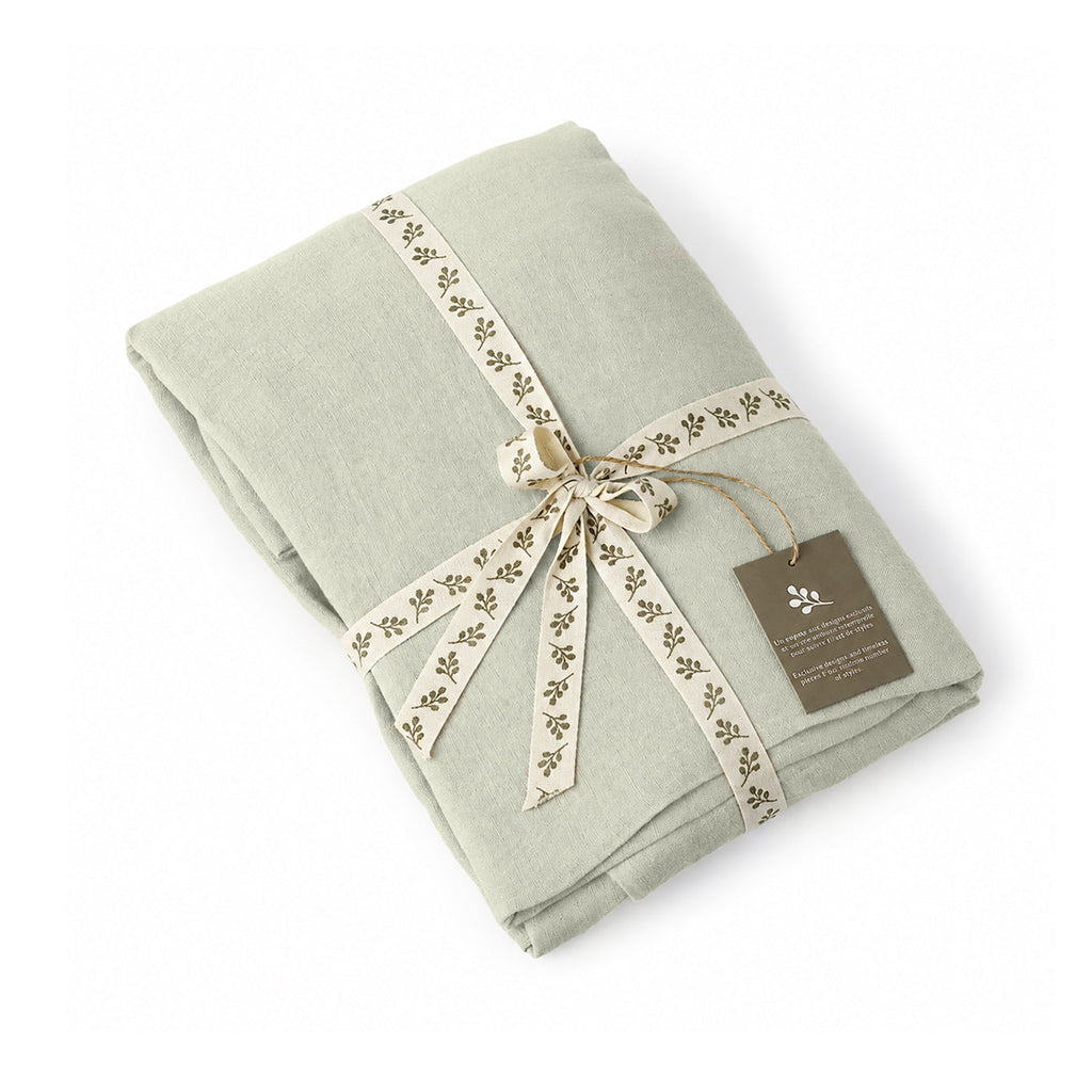 Washed Linen Fitted Sheet - Almond Green