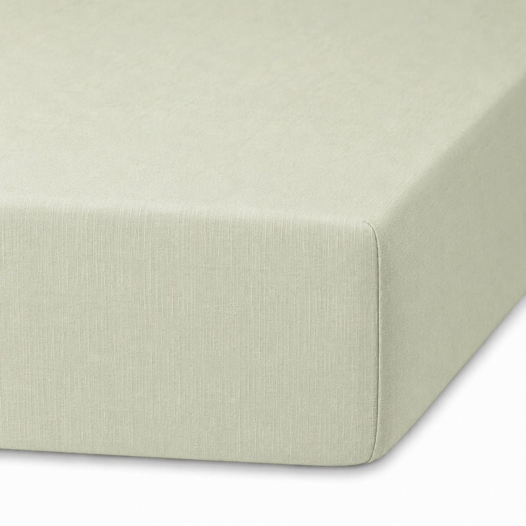 Washed Linen Fitted Sheet - Almond Green