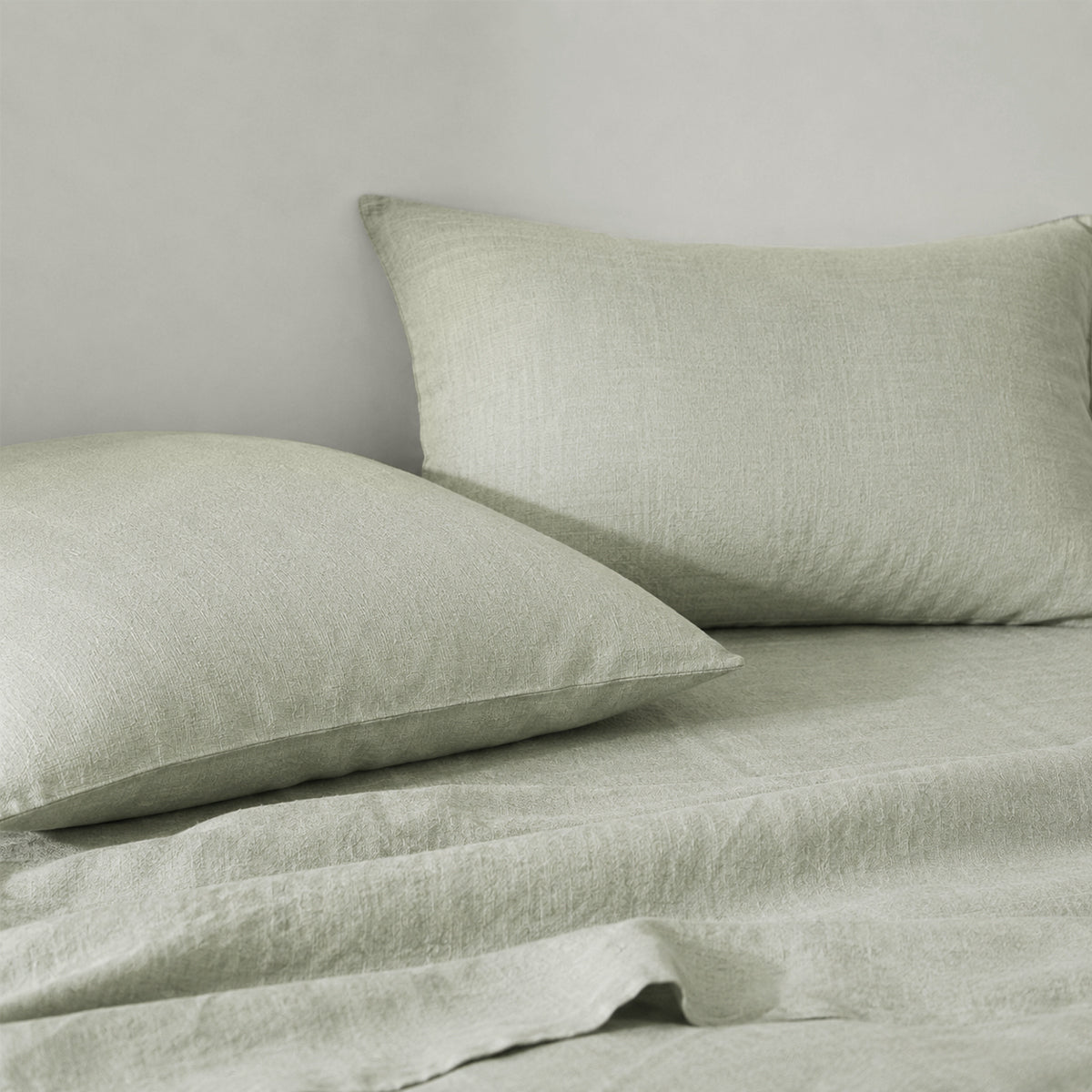 Washed Linen Fitted Sheet - Almond Green