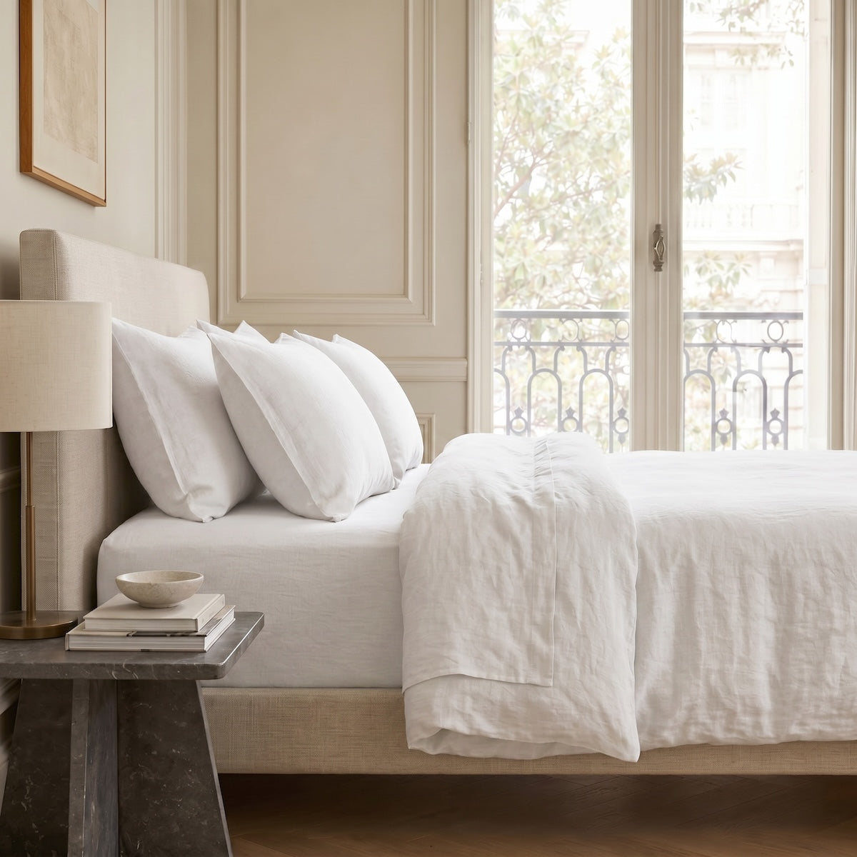 Washed Linen Duvet Cover Set + Pillowcases 65x65 - White