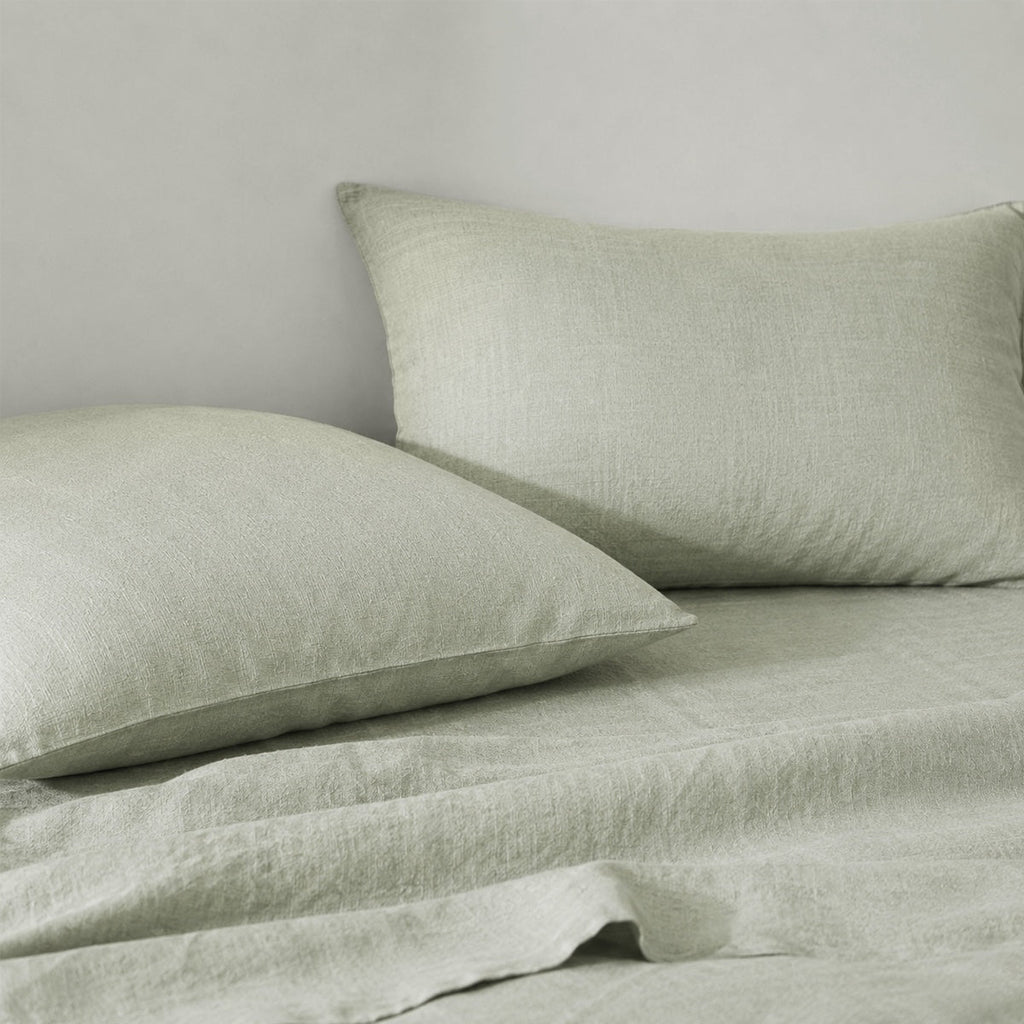 Washed Linen Pillowcases (Set of 2) - Almond Green