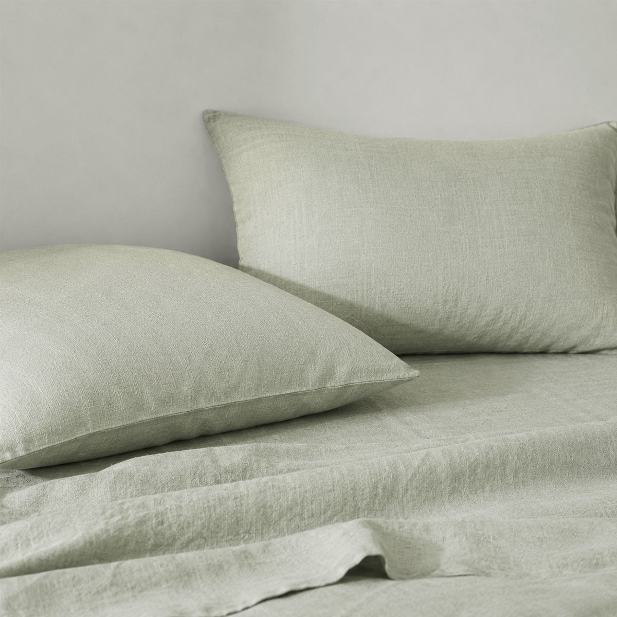 Washed Linen Pillowcases (Set of 2) - Almond Green