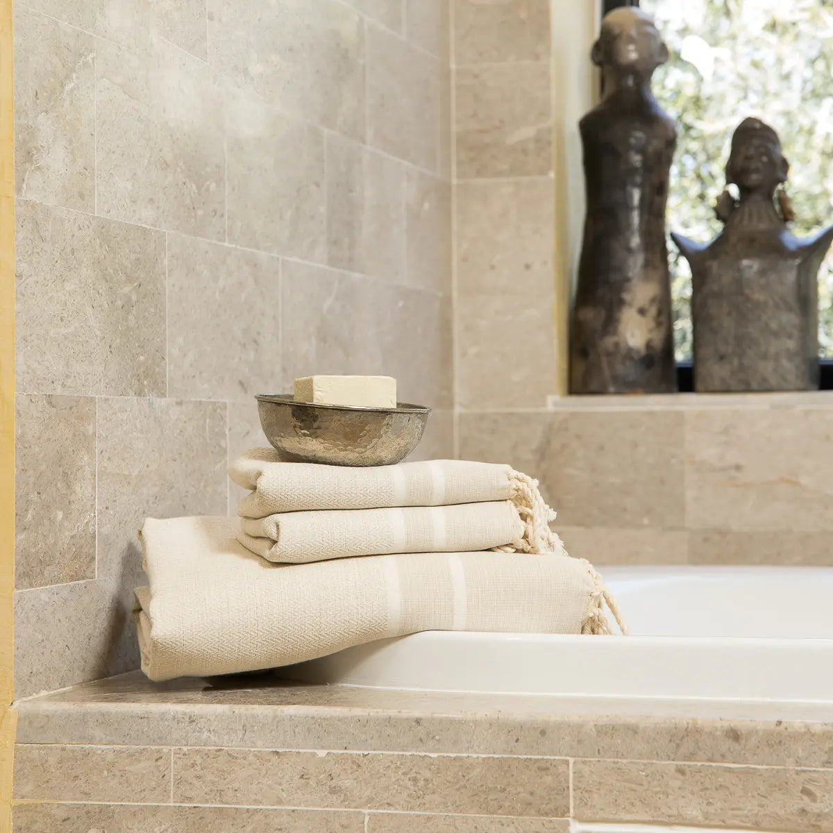 Cotton Bath Fouta Set (1+2) 100x200 + 2(50x80) STOCKHOLM