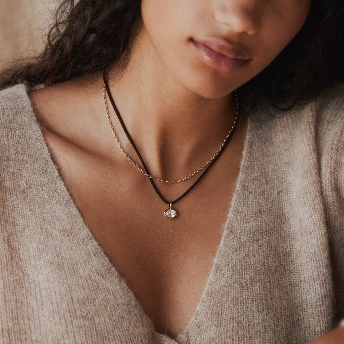 Medallion & Suede Cord Necklace