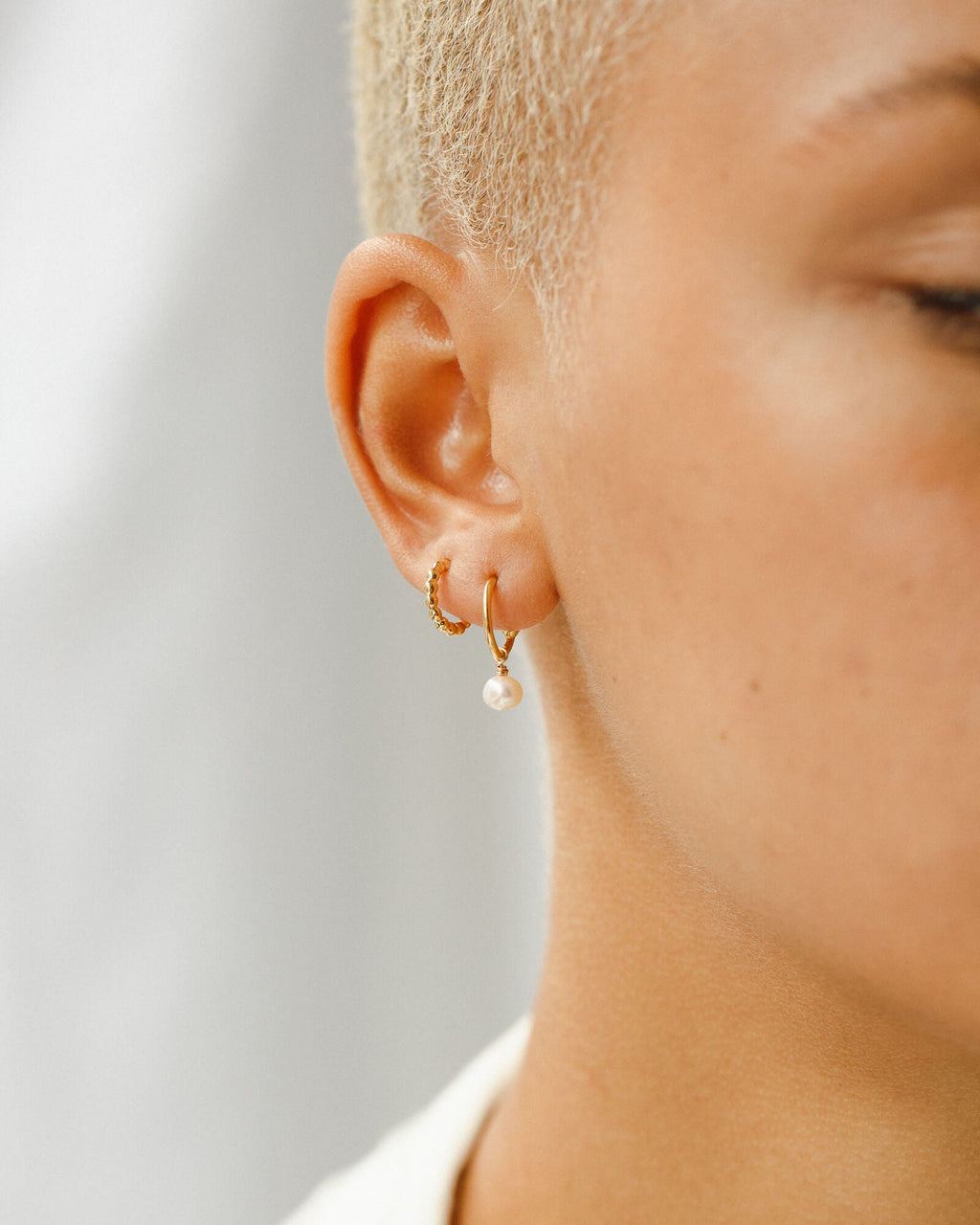 Sia Pearl Huggie Hoops